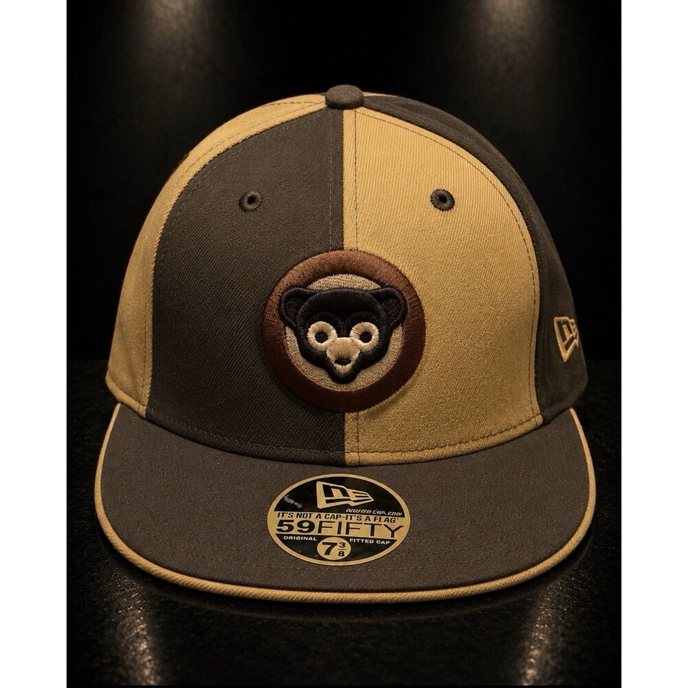 New Era 59FIFTY Chicago Cubs Cooperstown Collection Fitted Hat 7 3/8 Brown Tan